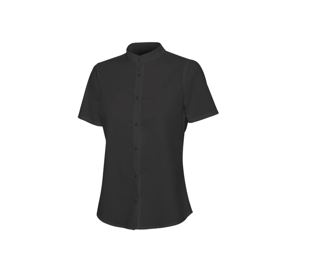 Camicia Donna Kustom Kit K727 | Manica Corta, Colletto Mandarino | Slim Fit Nera O Bianca