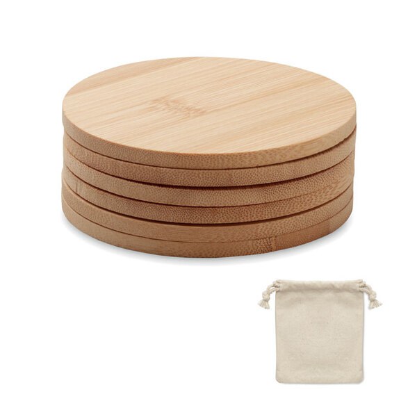 BAYIN SET Set di 6 sottobicchieri di bamboo - GiftRetail MO6601