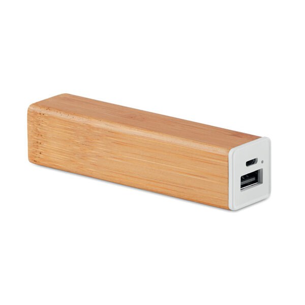 POWERBAM Eco-Friendly Bamboo Power Bank 2200 mAh with USB - GiftRetail MO9673