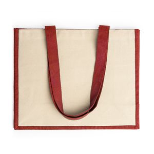 NANTES Bag in laminated jute with long handles and both sides in cotton - EgotierPro BO7110