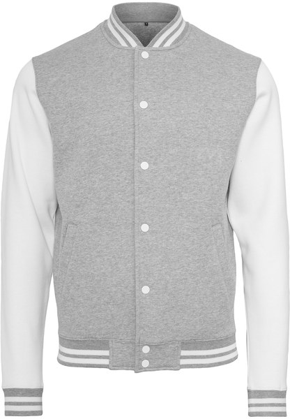 Build Your Brand BY015 - Stylish Black & White Baseball Fleece Sweatshirt