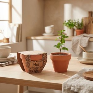 MINT POT Terracotta Mint Grow Kit with Seeds and Soil Tablet - GiftRetail MO2218