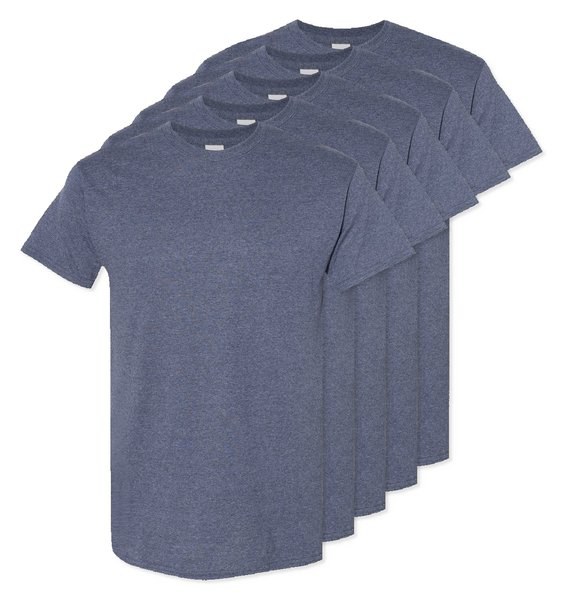 Pack of 5 Gildan 5000 - Premium Heavy Cotton Classic Fit T-Shirt for Adults