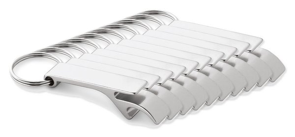 Pack da 10 Egotier 93151 - Portachiavi in alluminio con apribottiglia