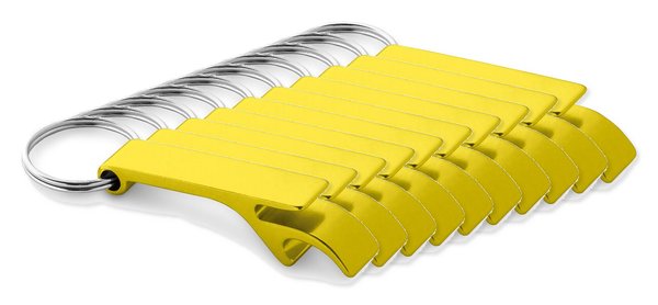 Pack da 100 Egotier 93151 - Portachiavi in alluminio con apribottiglia