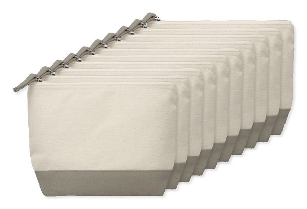 Pack of 10 GiftRetail MO9815 - KLEUREN Stylish Two-Tone Cotton Cosmetic Bag with Zipper