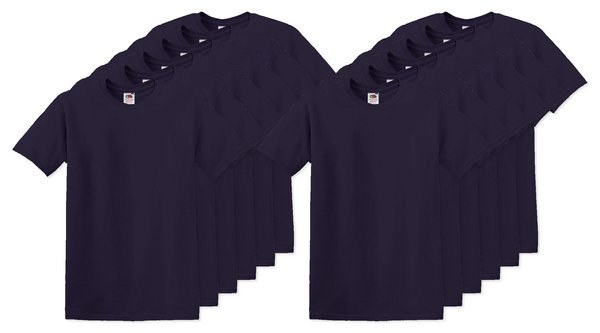 Pack da 12 Fruit of the Loom SC220 - Fruit of the Loom T-shirt Girocollo Leggera e Confortevole