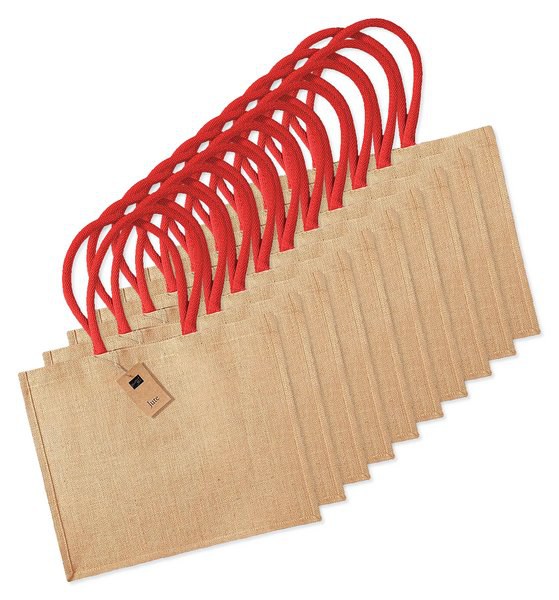 Pack da 25 Westford mill WM412 - Westford Mill Borsa Regalo Mini in Juta con Manici in Cotone