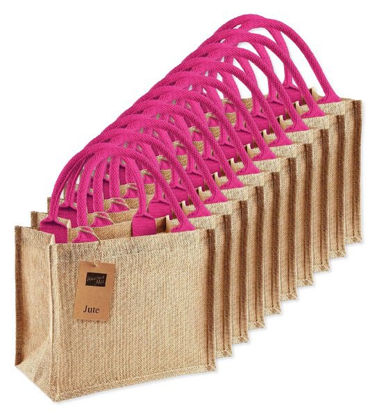 Pack da 125 Westford mill WM412 - Westford Mill Borsa Regalo Mini in Juta con Manici in Cotone