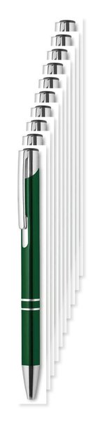 Pack of 10 GiftRetail MO8893 - BERN Elegant Aluminium Push Button Pen with Blue Ink