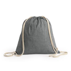 BRESCIA Drawstring bag made of 120 gsm recycled cotton in heather finish and cords in natural colour - EgotierPro MO7165