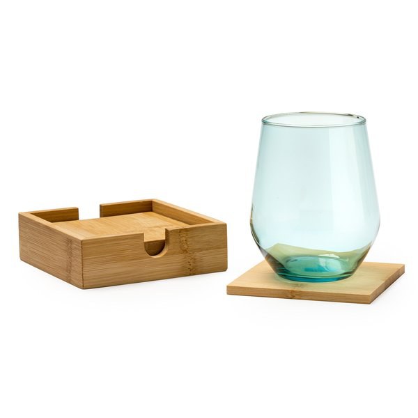 Chic Bamboo Coaster Set with Case
