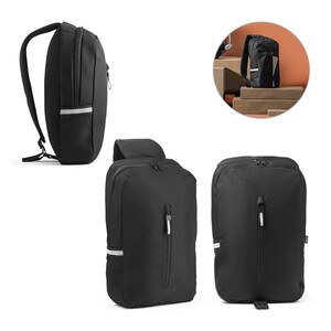 300D recycled polyester and 600D recycled polyester single strap backpack, with 210D recycled polyester lining - Egotier 92191