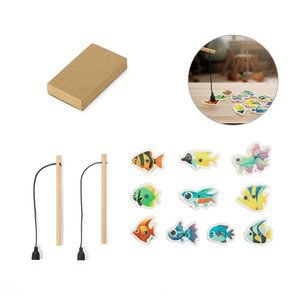 Set da pesca composto da 10 pesci in legno,ideale per bambini - Egotier 98160