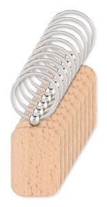 Pack da 10 GiftRetail MO9774 - POTY WOOD Portachiavi in legno