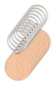 Pack of 100 GiftRetail MO9773 - TOTY WOOD Round wooden key ring