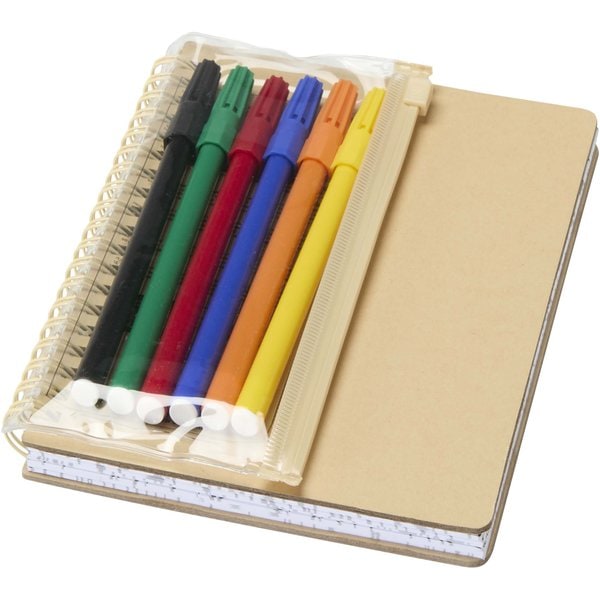 Set composto da un taccuino B6 con copertina rigida e pennarelli Squiggle