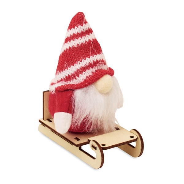 FROSTY SLEIGH Gnomo su slitta di legno - GiftRetail CX1588