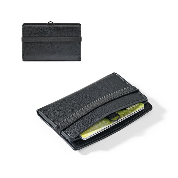 PU card holder with elastic fastening