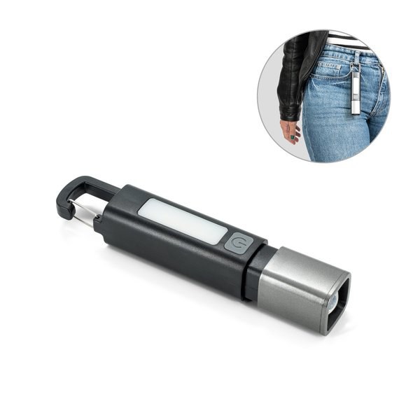 Torcia in ABS, con una luce LED da 2 W (53 lumen) nella parte anteriore e una luce COB (53 lumen) nella parte superiore - Egotier 98173